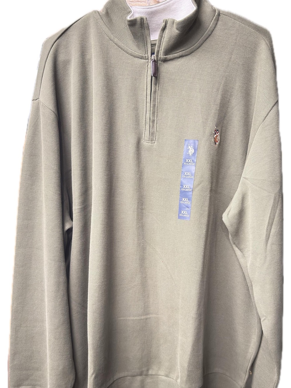 U.S. Polo Assn. Olive Green Quarter-Zip Pullover Sweater